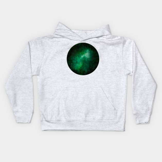 Green galaxy Kids Hoodie by RosanneCreates